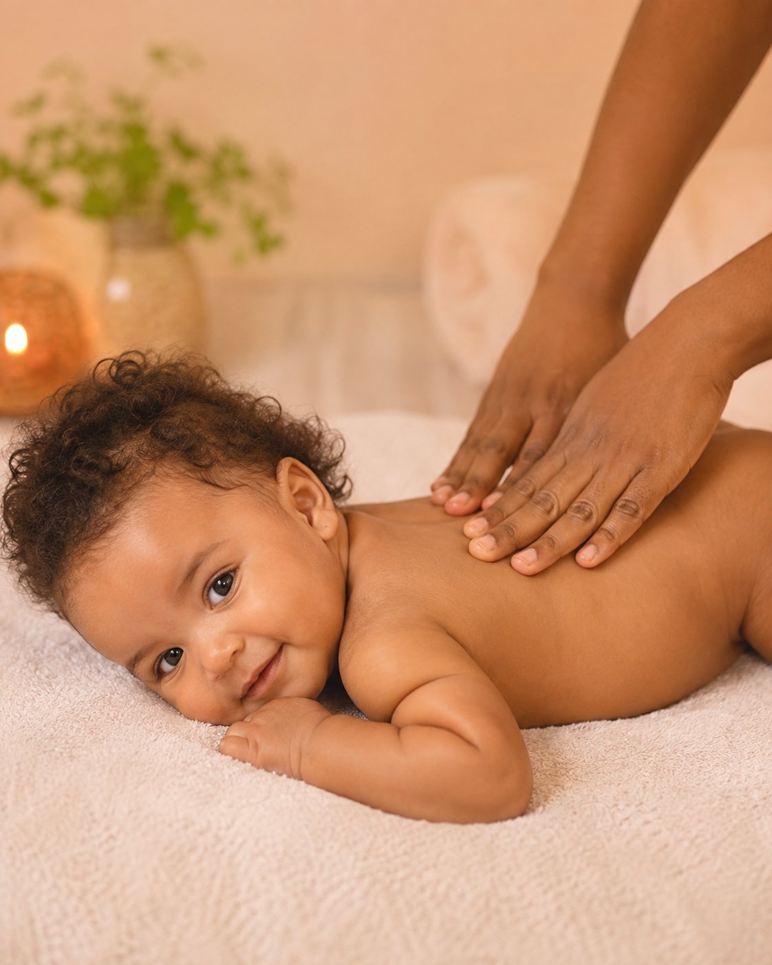 Baby receiving a gentle baby massage